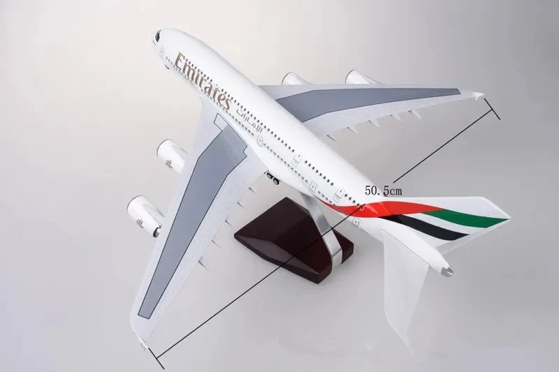 46cm United Arab Emirates Airbus A380 Aircraft Airplane Model 1/160 Scale Diecast Resin Light and Wheel Plane Gift