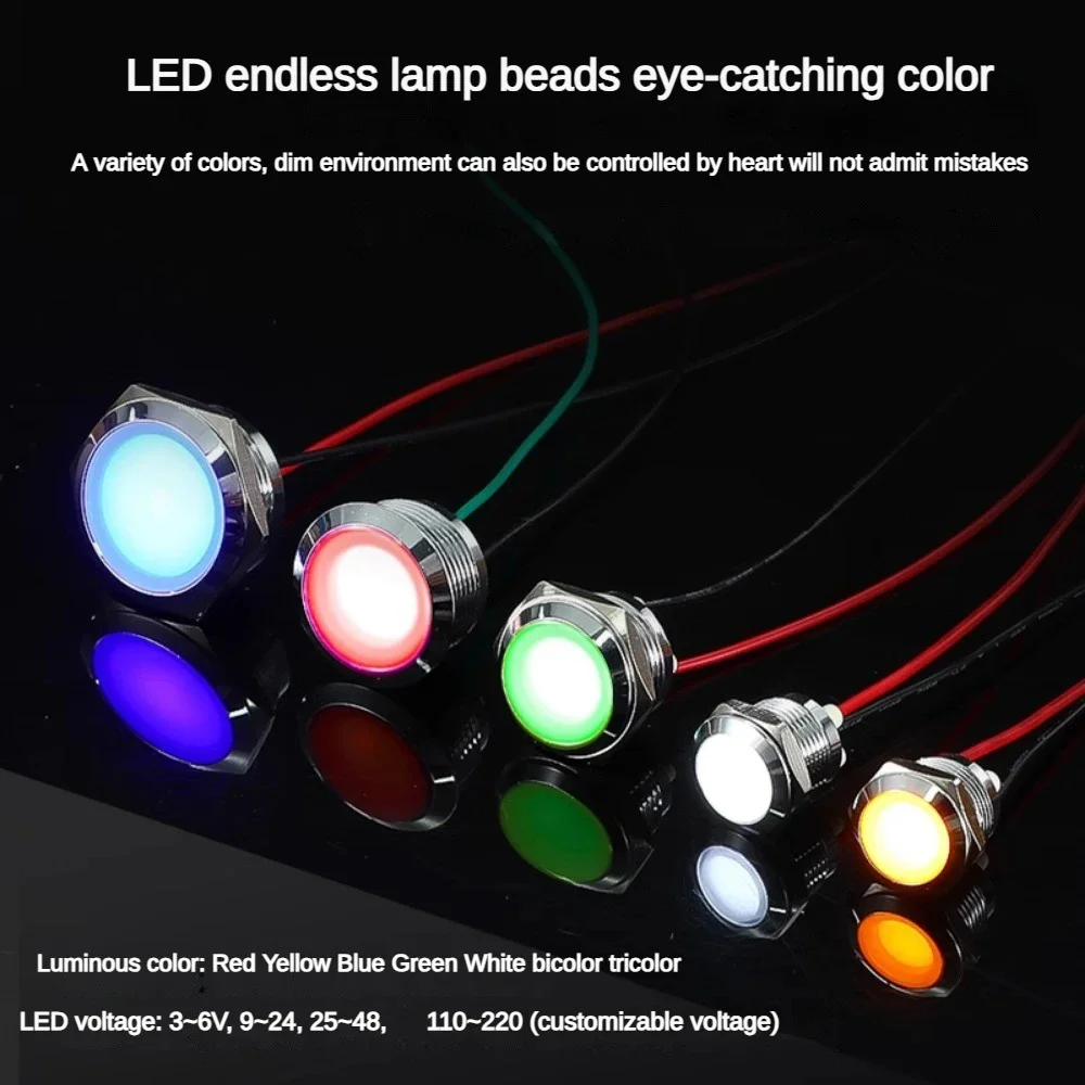 12/16/19/22mm Metal LED Indicator Light IP65 Waterproof Spherical Round Signal Lamp Red Orange Blue Green White 3-6V 12-24V 220V