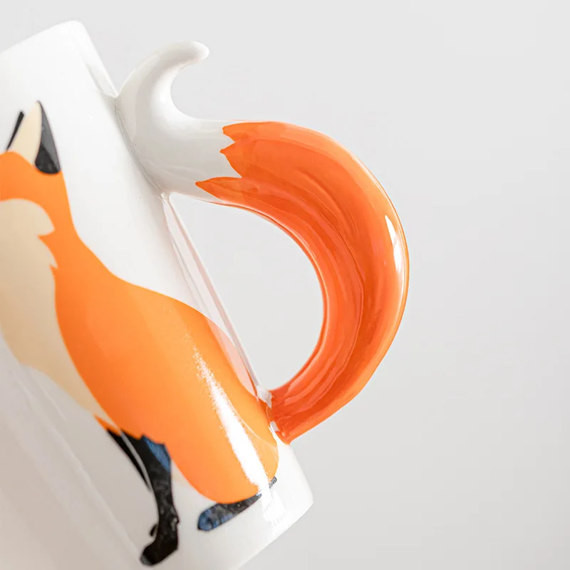 350ML Creative Animal Ceramic Mug Fox 3D Cartoon Coffee mugs with Handle Personalized Office Cup