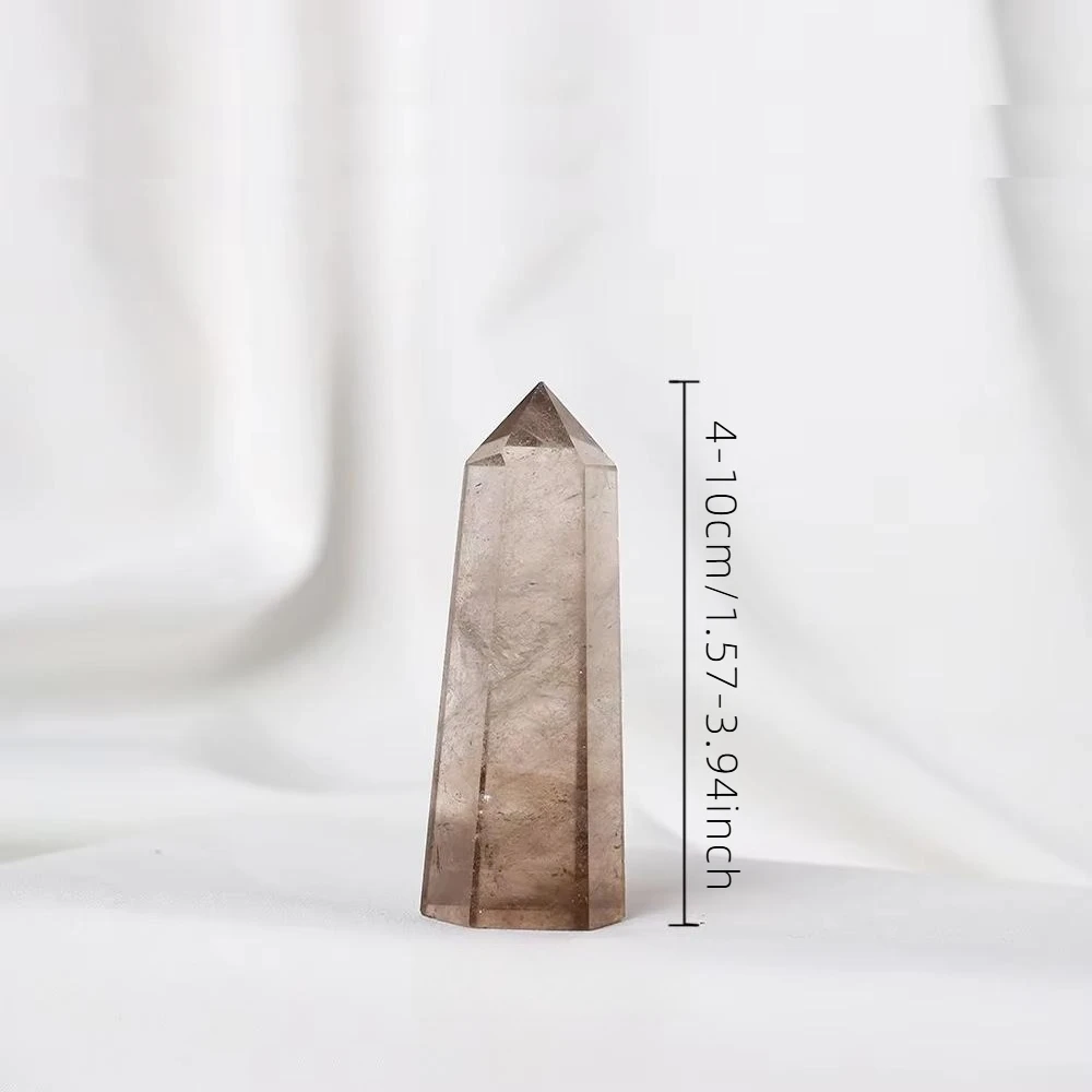 Natural Tea Crystal Single Pointed Pillar for As Home Decoration Gift for Friends Holiday Collectible Gift or Desktop Ornament