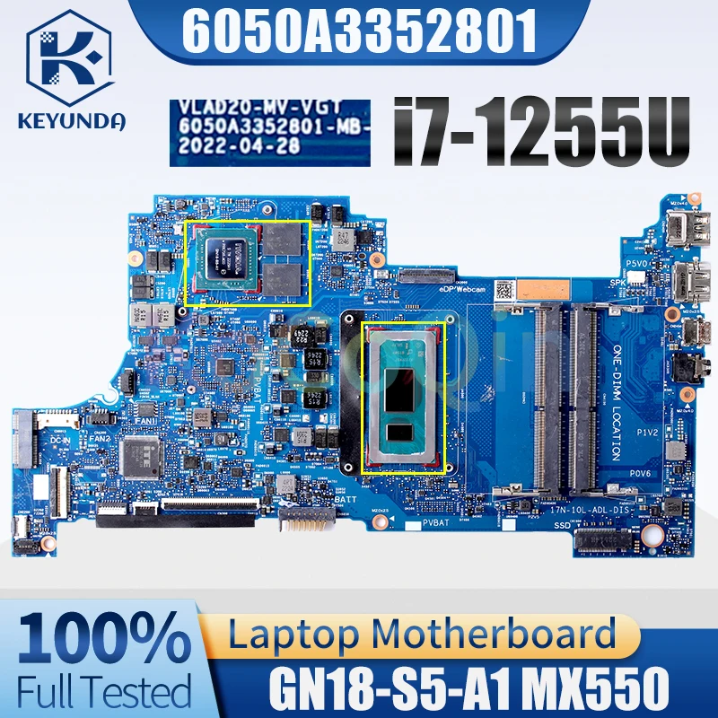 

6050A3352801 для ноутбука HP X360 17-CP, материнская плата i7-1255U GN18-S5-A1 MX550, полностью протестирована.