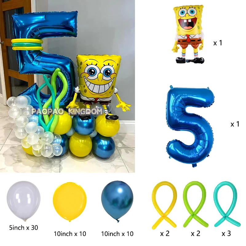 1 مجموعة سبونجبوب سكوير بالون عيد ميلاد مجموعة عدد 1-9st احباط بالون حفلة عيد ميلاد سعيد خلفية ديكور هدايا الأطفال