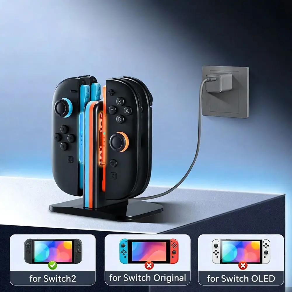 Fast Charging Gamepad Charger LED Indicator Stable Game Controller Charger Simultaneous Charging for Nintendo Switch 2