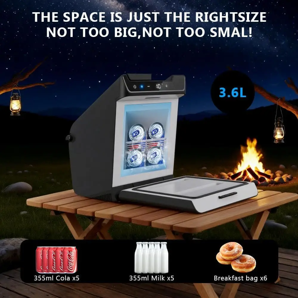 Tesla Model Y Juniper Rear Center Console Refrigerator 3.6L Portable Cooler & Warmer, Tesla accessories for Camping, Outdoor Dri