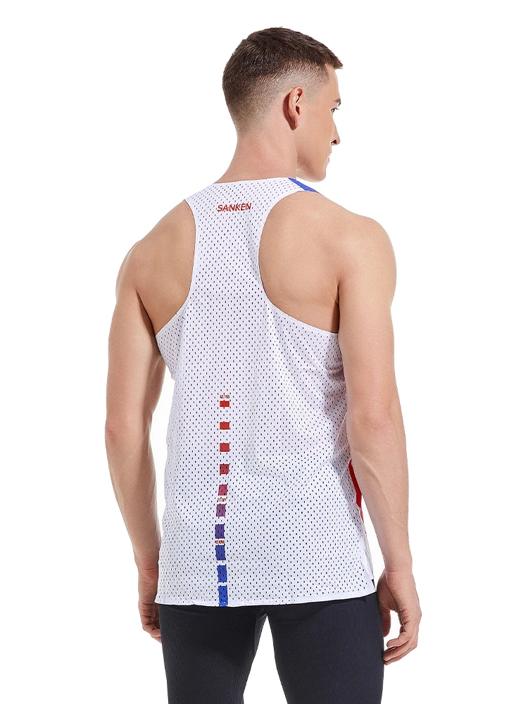 Sanken New Sports Lightweight Quick-Drng Marathon Running Training Fitness Print Seamless Fit Vest Men