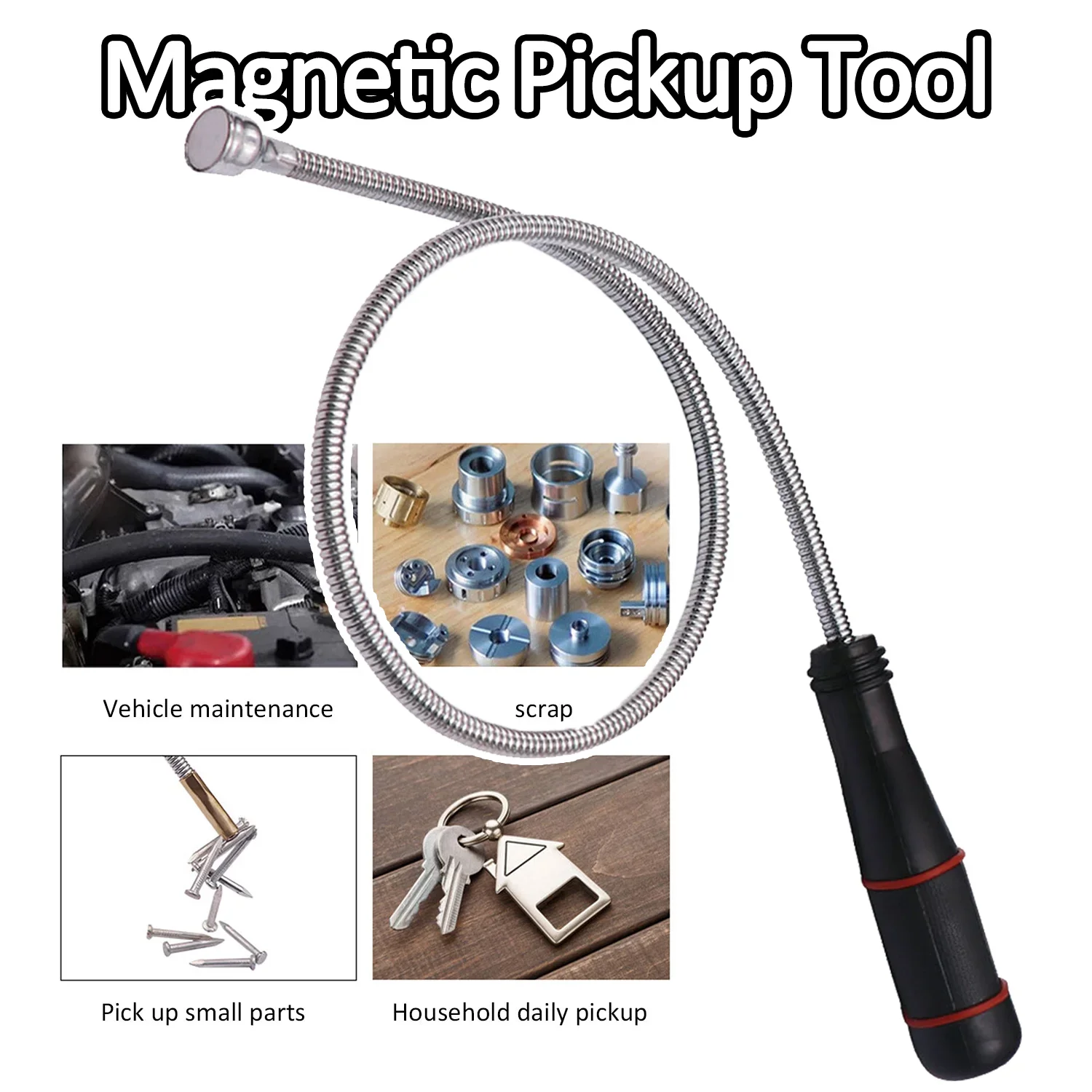 Flexible Magnetic Pickup Tool Metal Suction Bar Garbage/Keys/Bolts/Nuts Bendable Magnet Spring Grip Grabber Portable Hand Tools