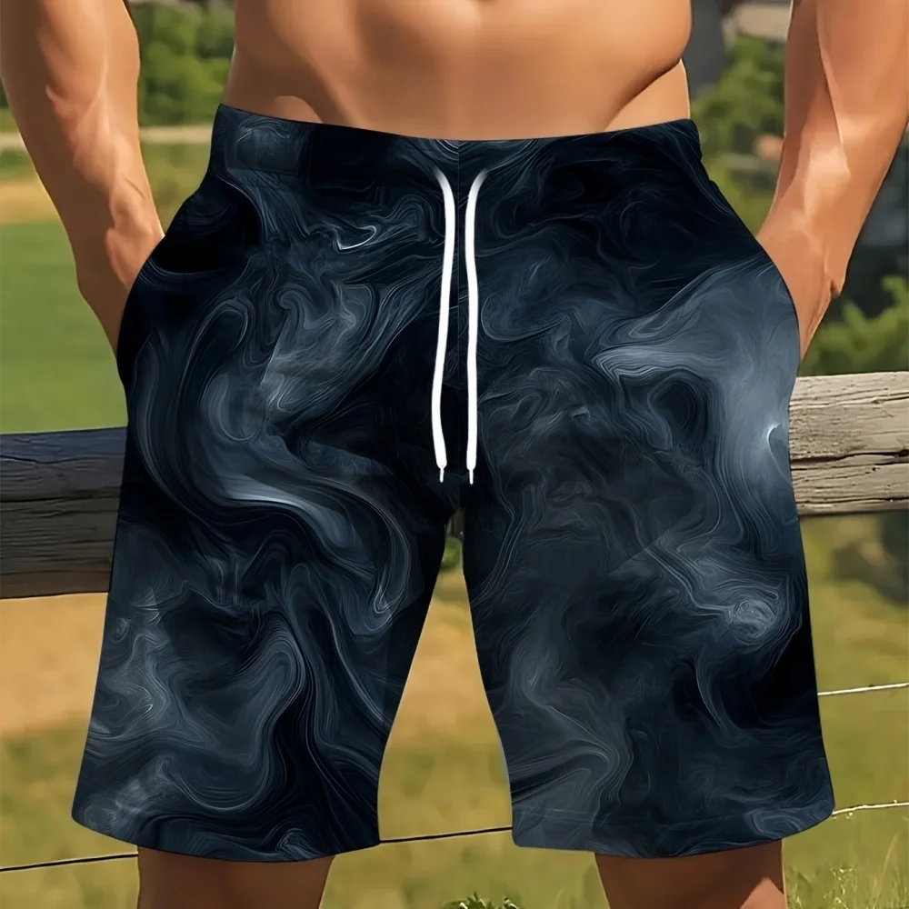 

Men's Summer Casual Shorts Abstract Pattern Drawstring Design Daily Beach Sports Versatile Wear
