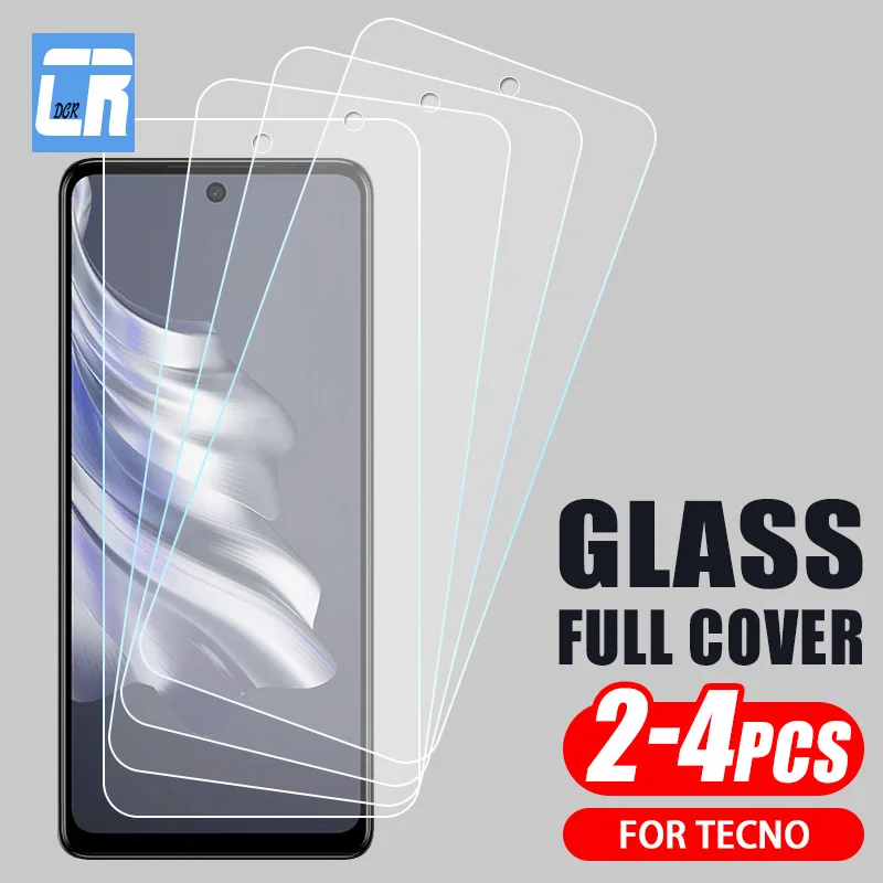 2-4pcs Tempered Glass For Tecno Spark 20 Pro 10 9 8 Full Cover Screen Protector Spark 20P 20C 10C 9T 8T 8C 8P Protective Film