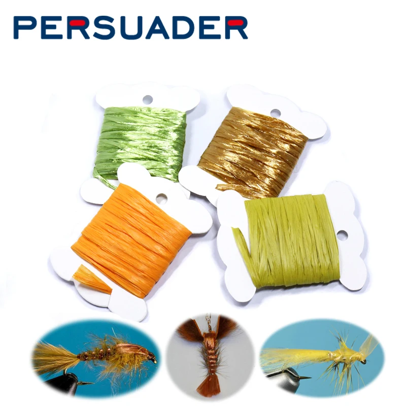 Persuader hot 10 optional colors 4meters raffia Swiss Straw Raffene wing nymph back body synthetic thin film fly tying materials