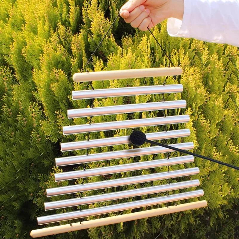 Metal Wind Chimes Outdoor Meditation Sound Beam Mindfulness Hand Bell Sound Healing Percussion Relaxation Musical Instrument
