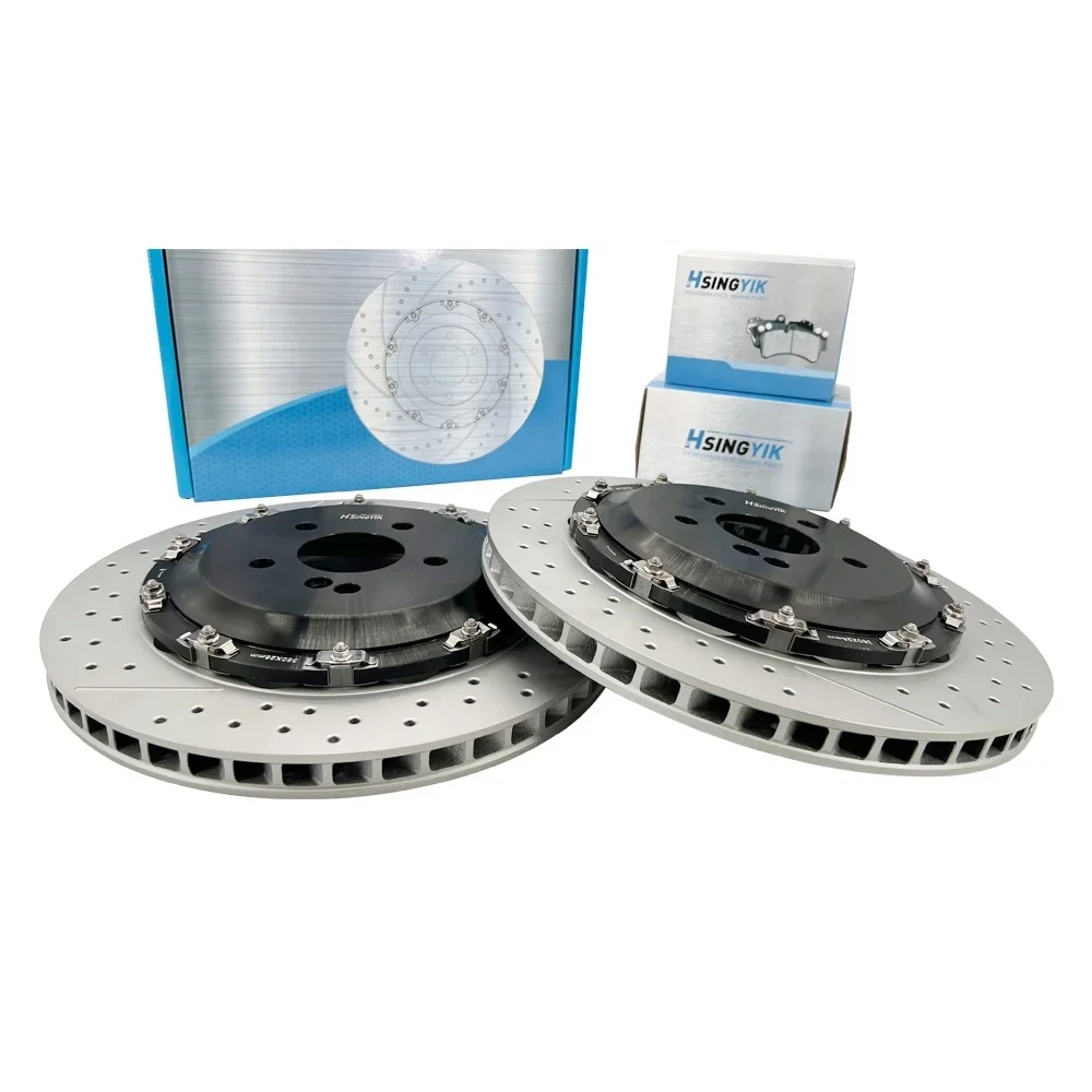 Drilled and Slotted Modified Custom Brake Rotor Floating Aluminum Center Hat Brake Disc