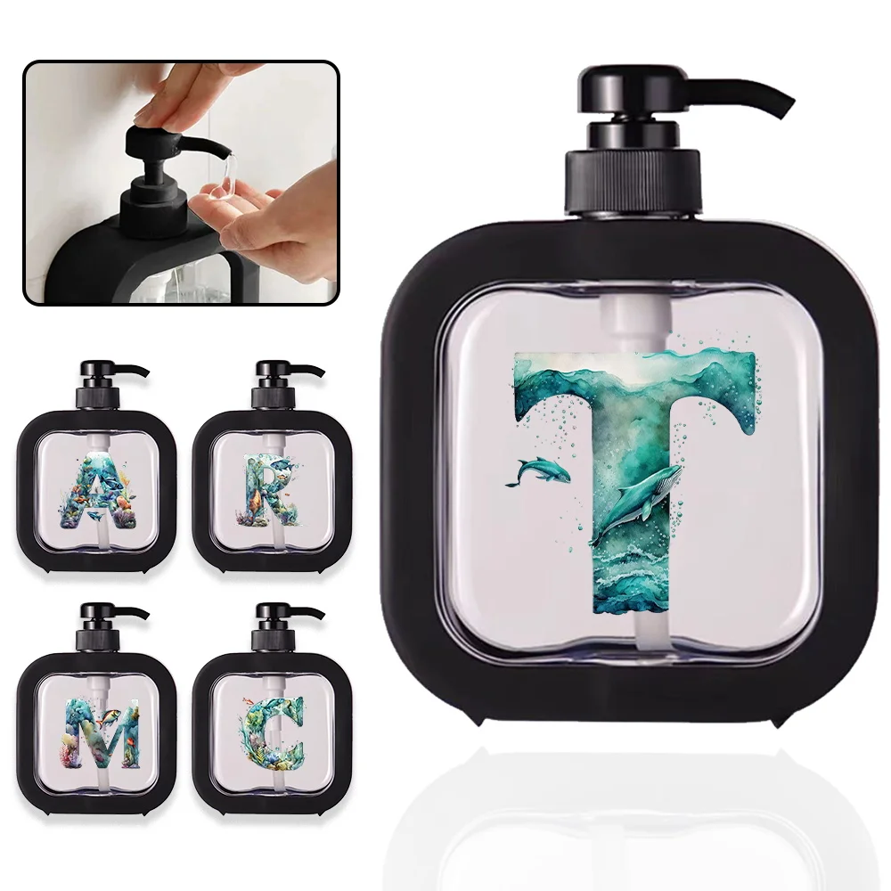 Press Type Lotion Bottle Detachable Soap Dispenser Portable Foam Split Bottle Large Capacity Home Bathroom Fish Letter Pattern