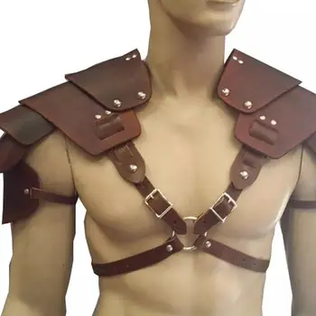 中世紀維京戰士肩甲角鬥士武士騎士肩甲哥德蒸氣龐克PU皮革腰帶盔甲角色扮演服裝 8 最佳銷售 盔甲騎士 - №1