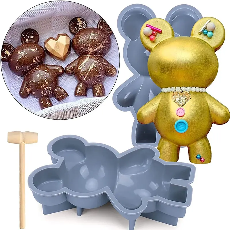 1PC 3D Surprise Bear Chocolate Silicone Mold DIY Mousse Cake Mould For Cake Decorating Tools