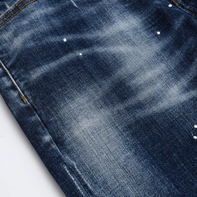 Designer Fashion Men Jean High Quality Retro Blue Stretch Slim Fit Painted Ripped Jeans Men Brand Vintage Y2K Denim Pants Hombre