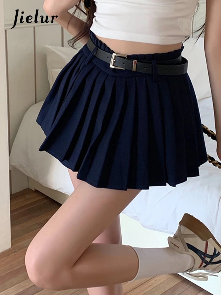 

Jielur Summer New Solid Color Slim Skirts Woman Swee Sexy Chicly Skirts Female Navy Blue White Street Fashion Young Skirts Women