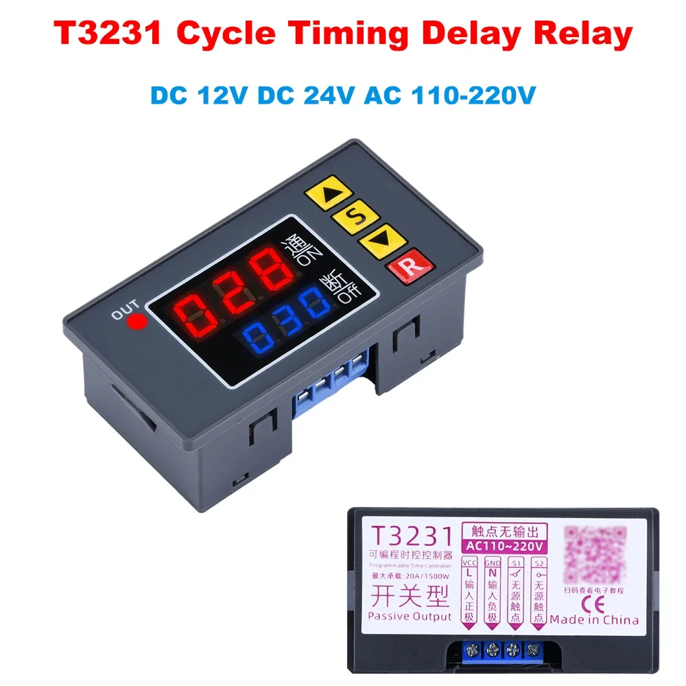 DC 12V 24V AC 110V 220V Digital Cycle Timer Delay Relay Module LED Dual Time Display Timing Adjustable Power Supply Thermolator