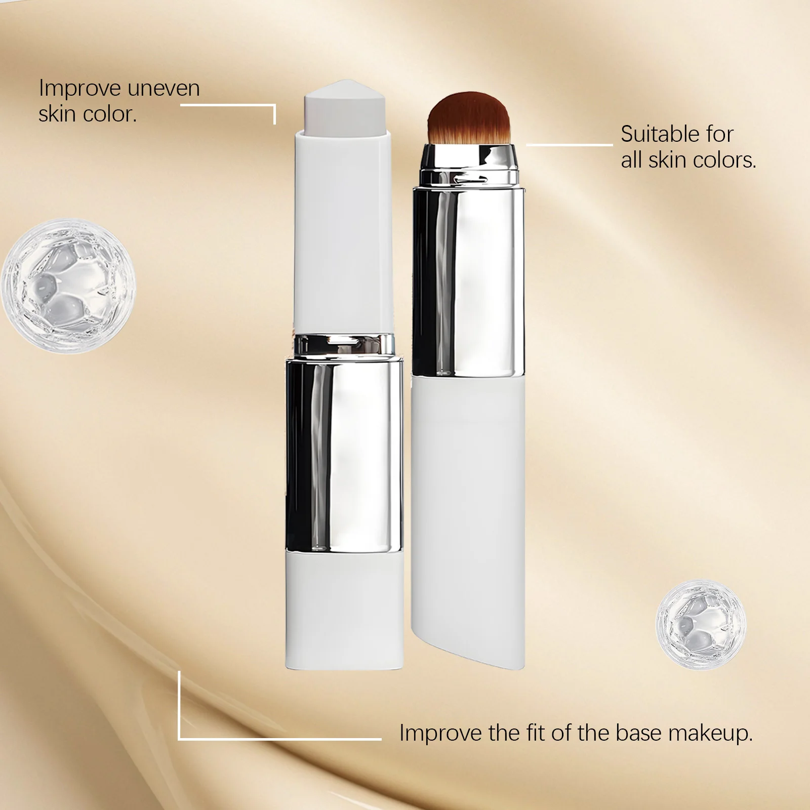 2 In 1 Color Changing Foundation Stick Moisturizing Skin Waterproof Cover Acne Marks Even Skin Tone Matte Sheer Natural Finish