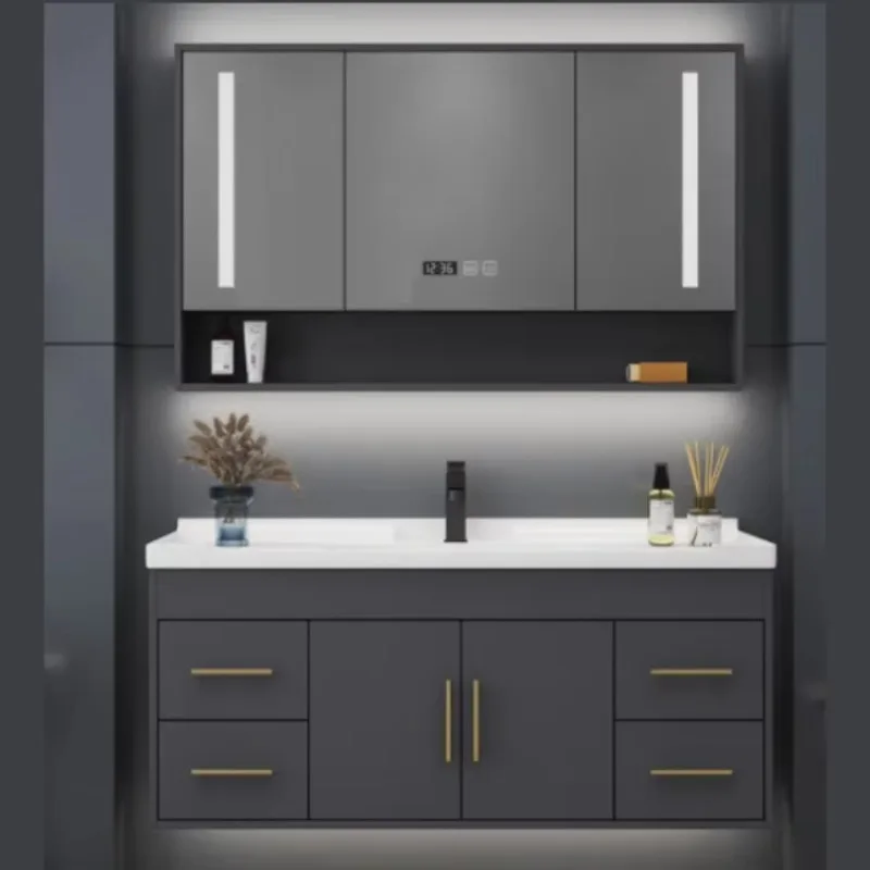 

High quality commercial vanity bathroom cabinet with sink lighting bathroom furniture