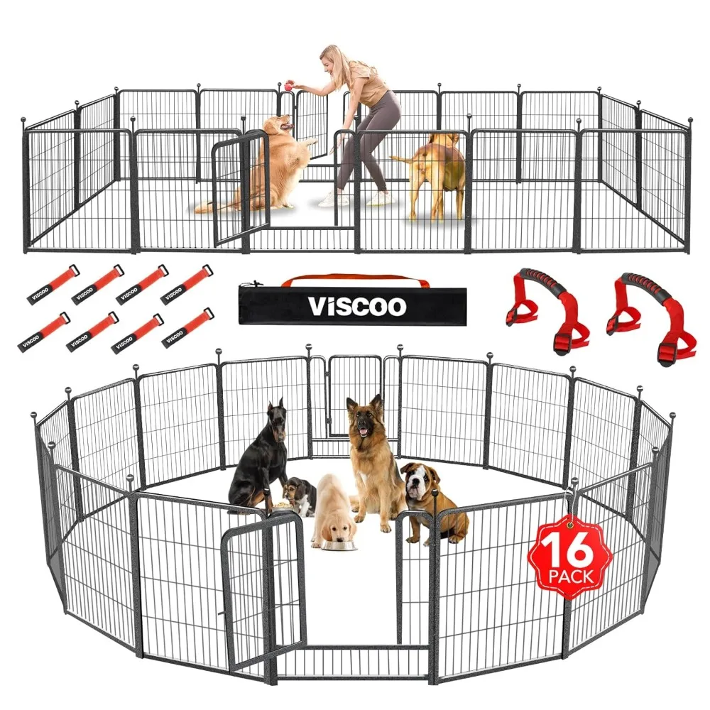 

Dog Playpen Outdoor, Dog Pen Indoor 16 Panels 32" H Metal Dog Fence Outdoor, Pet Fence for Large/Medium/Small Dogs