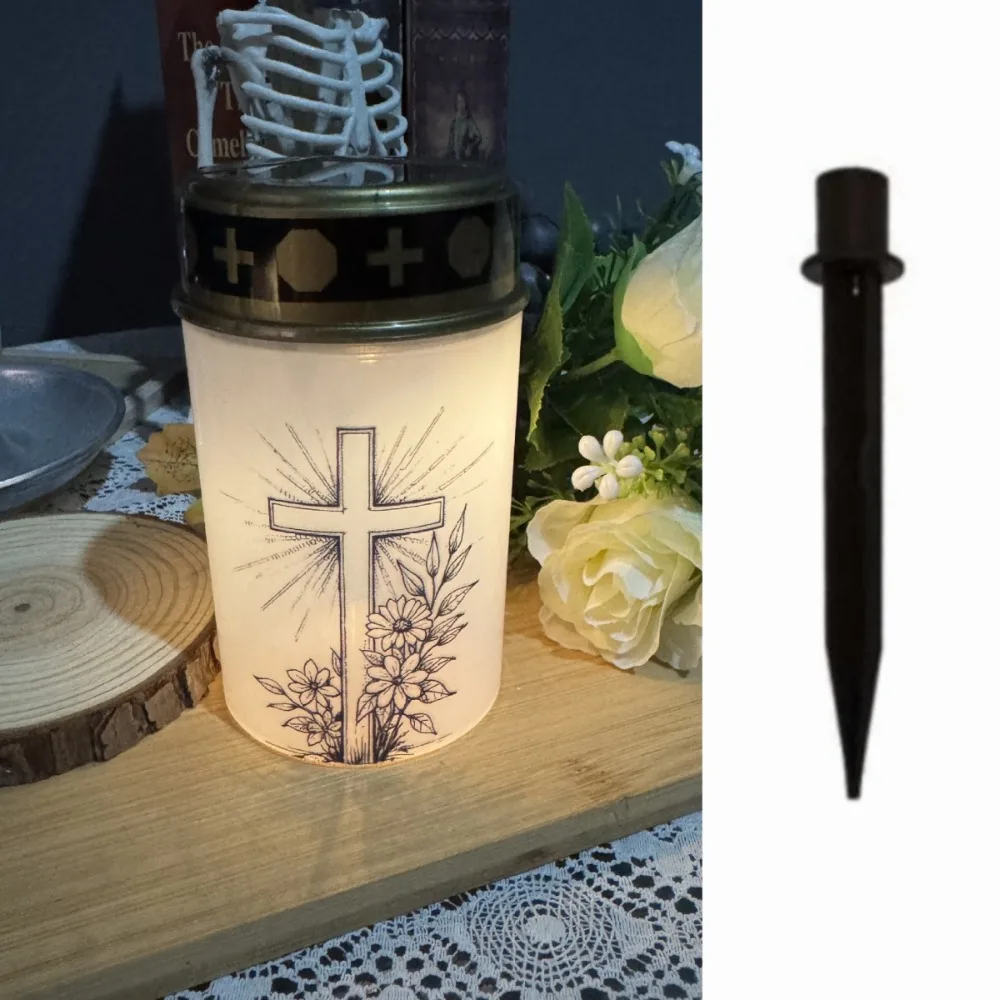 Rainproof Solar Grave Light Solar Sensor Waterproof Flameless Ceremony Grave Lantern Decorative Long-last Lighting