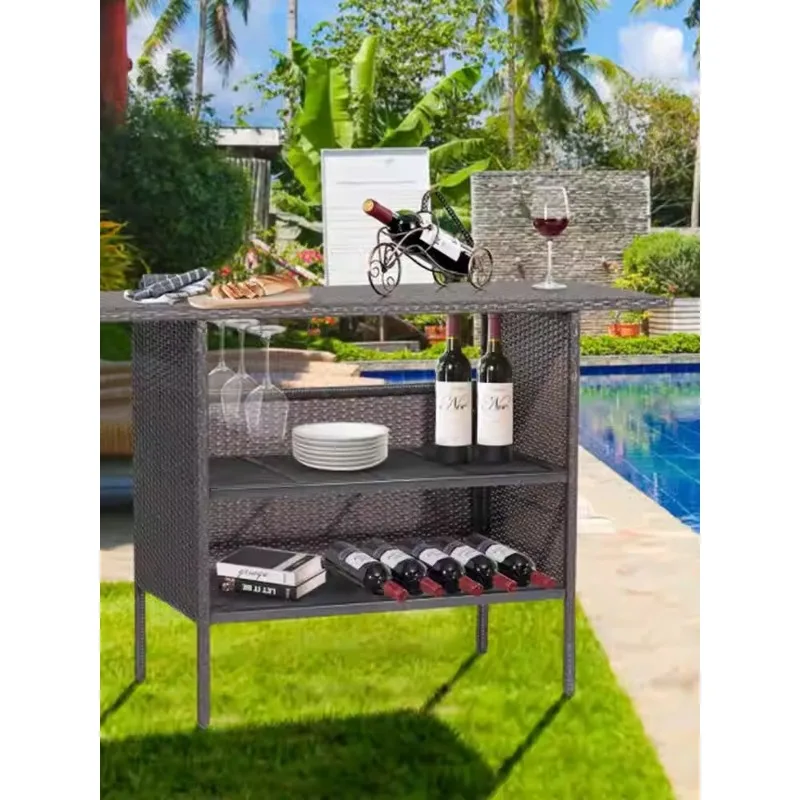 Side cabinet, outdoor courtyard restaurant, wine cabinet outside, tableware, outdoor waterproof and sunscreen cafe