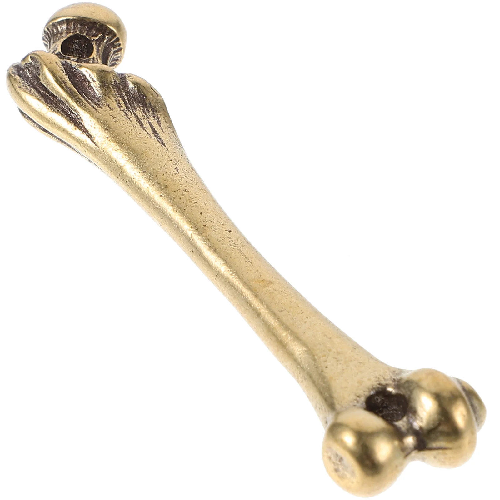 

2pcs Vintage Brass Bone Keychain Charm Decorative Pendant Amulet Paperweight Desktop nament Delicate Key Supply