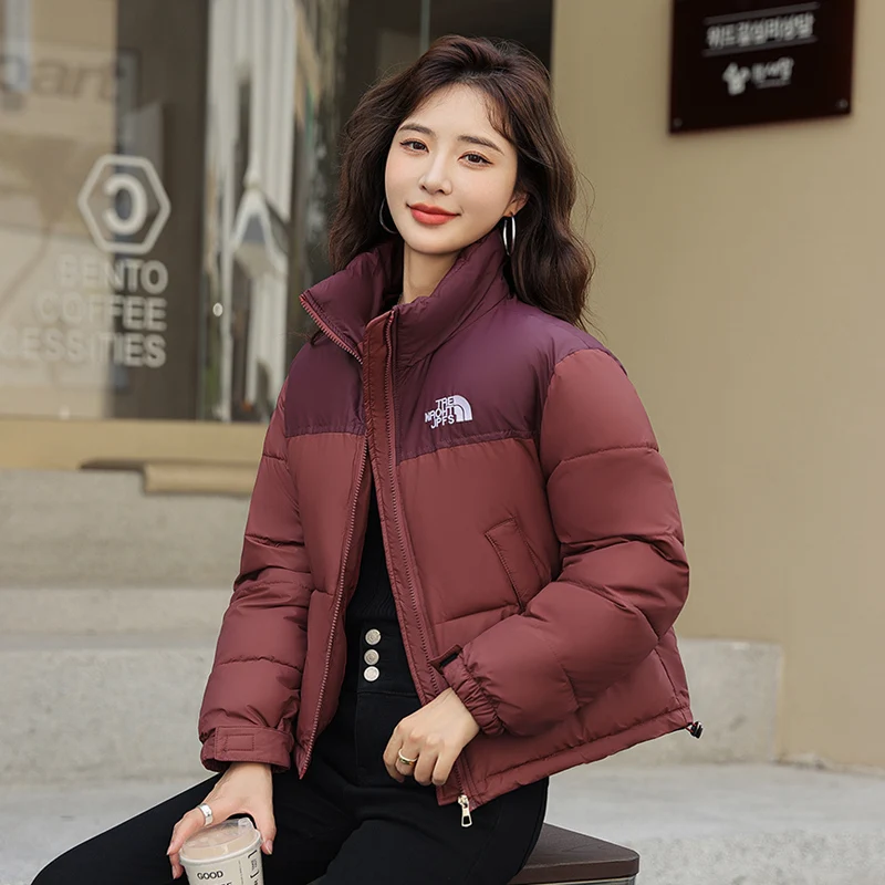 Korean Fashion Patchwork Cute Short Design Down Cotton Bread Quilted Coats Women 2023 New Autumn Winter Jacket Cheap Wholesale