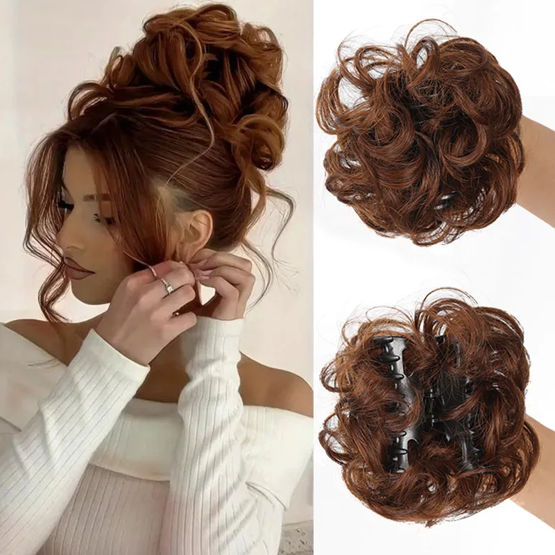 

Synthetic Messy Bun Claw Clip Hair Hairpieces 6 Inch Curly Wavy Chignon Hair Extensions Messy Updo Hair Accessories For Women