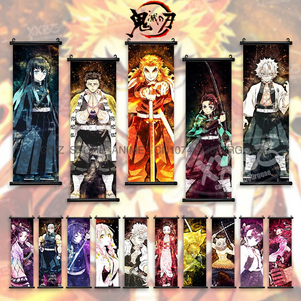 Demon Slayer Scrolls Picture Himejima Gyoumei Wall Art  Tomioka Giyuu Home Decor Rengoku Kyoujurou Hanging Painting Anime Poster