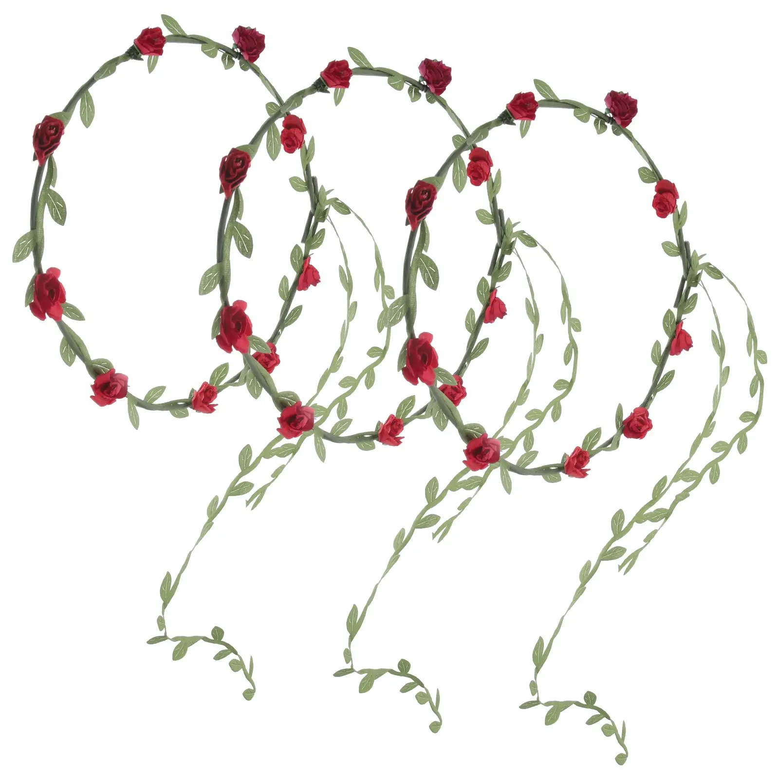 

3Pcs Flower Headbands Garland Bracelet Bridal Elegant Hair Ornaments Crown Leaf Crown Floral Headband Women Accessories Wedding