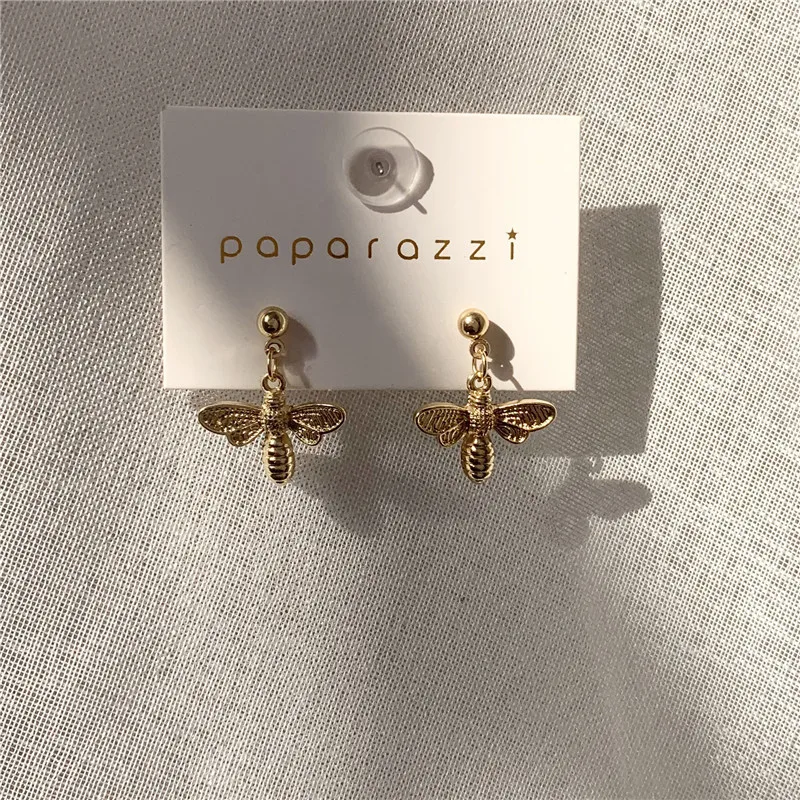 KSRA Trendy Small Bee Earring Dangle Ladies Insect Wedding Girls Gold Color Korean Earrings Women Jewelry New Oorbellen