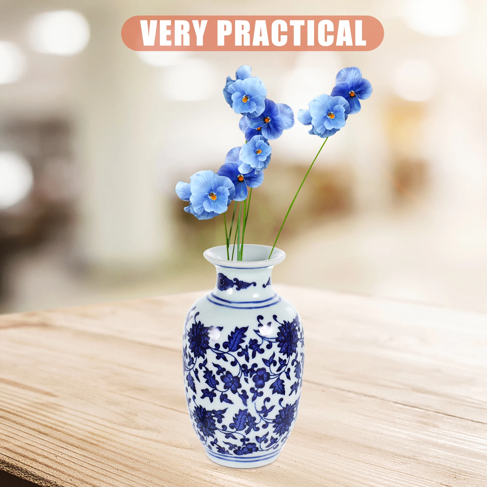 

Blue and White Porcelain Small Ceramic Vase Vintage Desktop Flower Vase Decoration Home Table Centerpiece Flower Arrangement