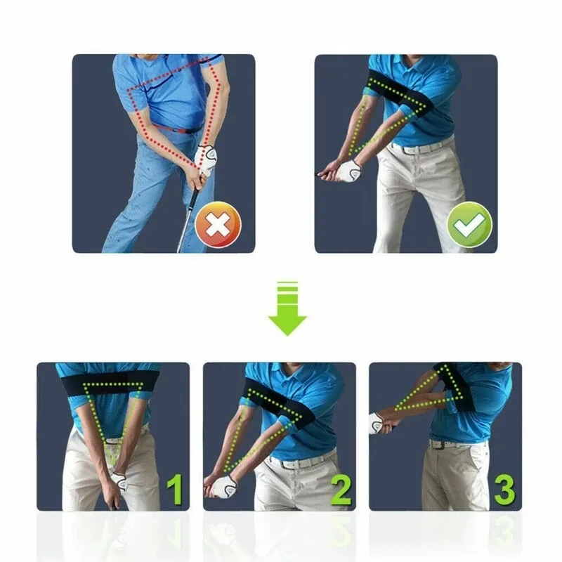 1pcs Golf Swing Trainer Practicing Guide Gesture Alignment Training Aid Aids Correct Swing Trainer Elastic Arm Band Belt