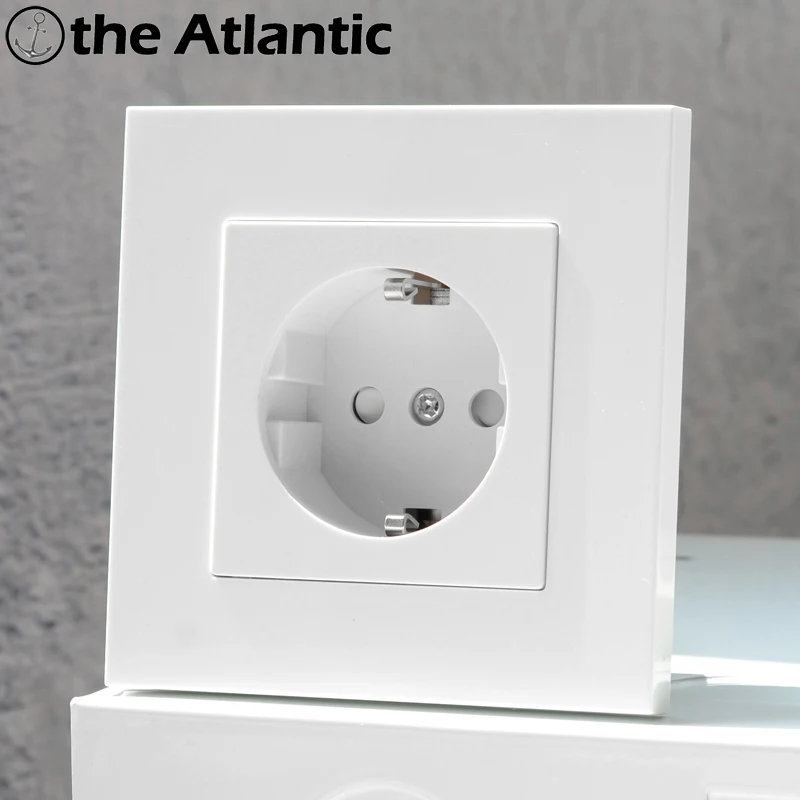 Atlectric EU/DE/RU Standard Universal Plug Wall Socket White Plastic Panel Electrical Socket Outlet 1/2/3/4 Multiple Sockets
