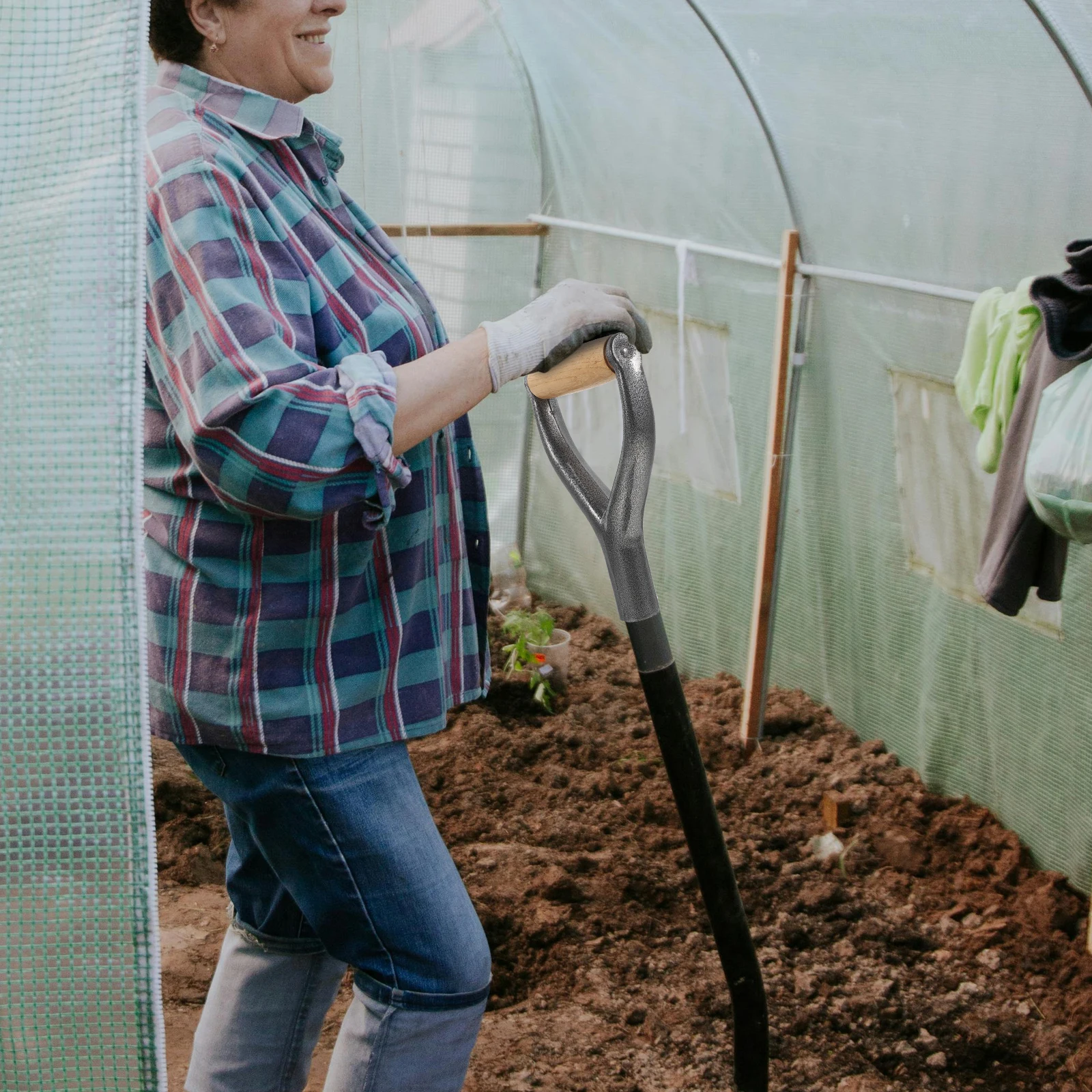 Substituição de metal em forma de y ergonômico d-grips reutilizável pá lidar com peças de ferramentas de jardim pá de neve acessórios d-lidar com ferramenta de ferro