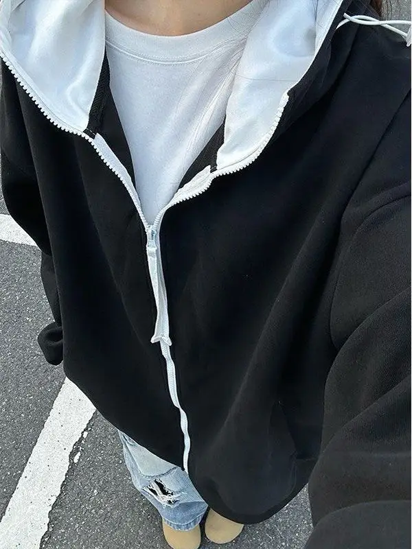 

Тяжелая толстовка с капюшоном, мужская цветная блузка, американский Sle, белый глаз, осеннее новое поступление, свободная посадка, длинный свеч Jaet