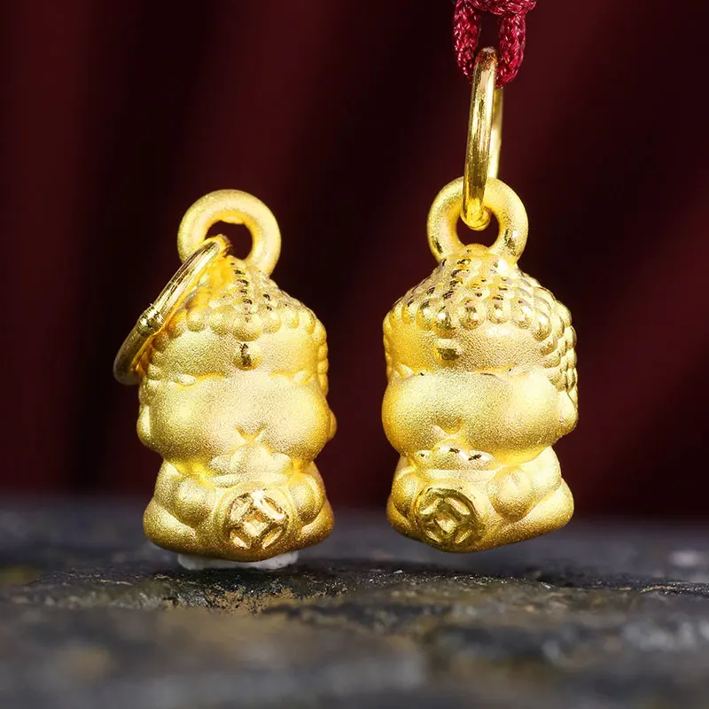 

Pure 999 24K Yellow Gold Men Women 3D Bless Buddha Pendant 0.7-1g