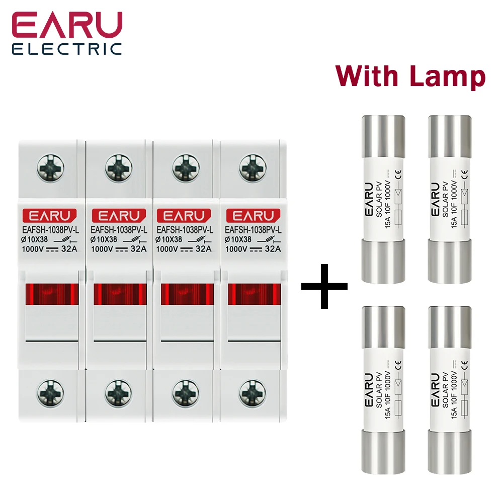 EARU DIN-Schienen-Solar-PV-DC-Sicherungshalter mit Anzeigeleuchte, geeignet für 10*38mm DC-PV-Sicherungselemente für Solar-Photovoltaik-Systeme Pro