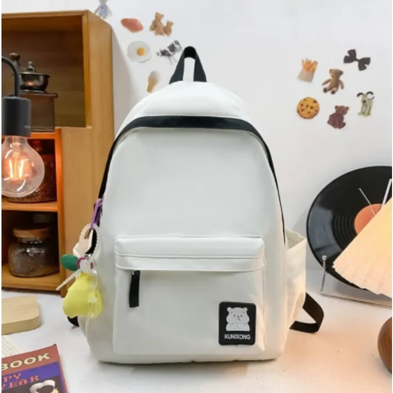 

Zipper Contrast Edge Nylon School bag Casual Simple Backpack 2024 Hot Sale Large Capacity Youth Bags for Women Bolsas Femininas