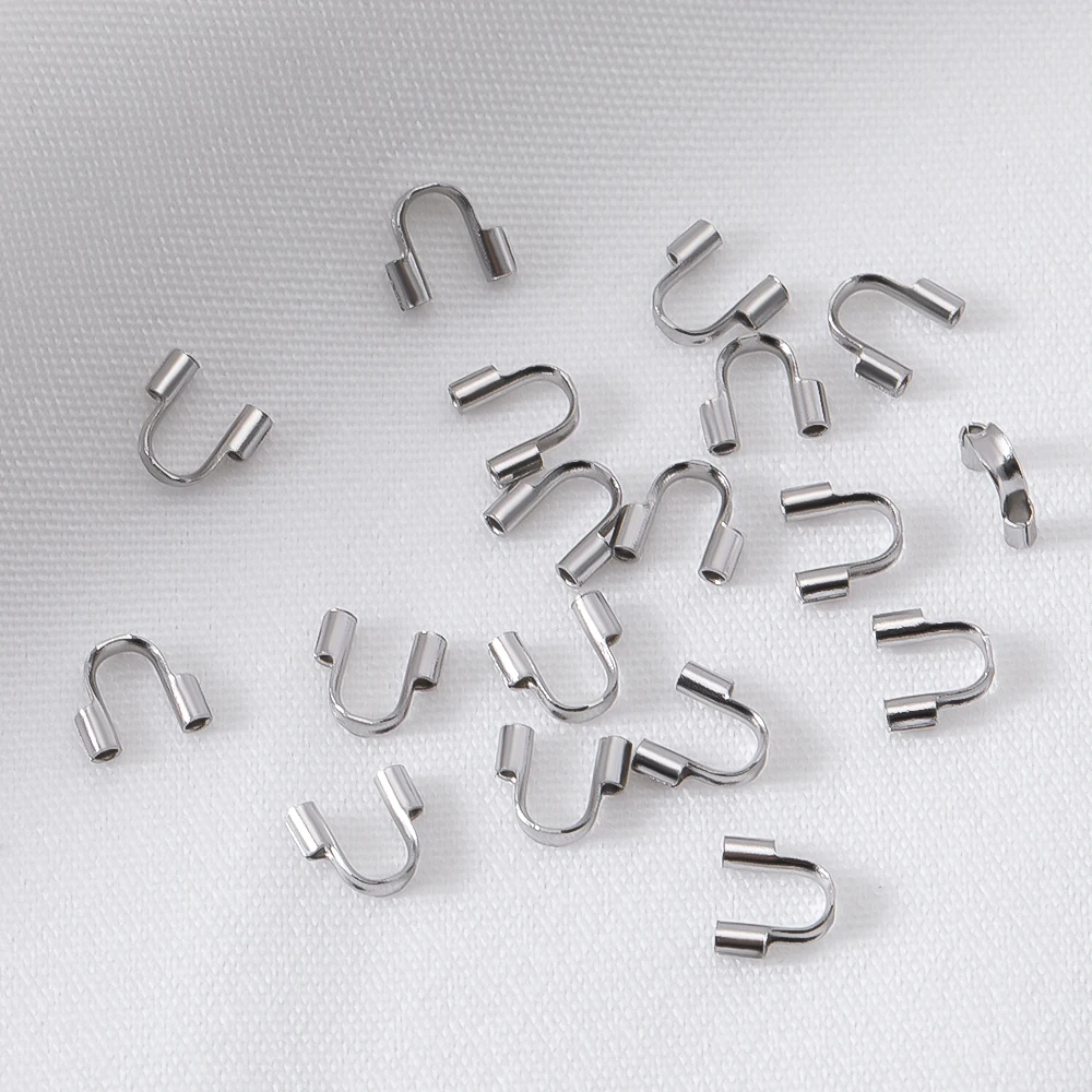 10pcs 30pcs Stainless Steel Gold Wire Protector Wire Guard Guardian Protectors Loops U Shape Clasps Connector DIY Jewelry Making