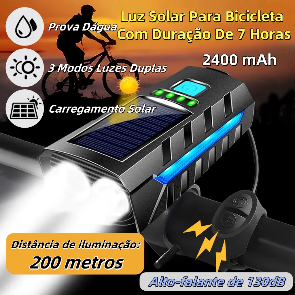 

Велосипедный фонарь на солнечной батарее — перезаряжаемый через USB звуковой сигнал и фара для ночной езды на велосипеде/бега, многофункциональный на открытом воздухе