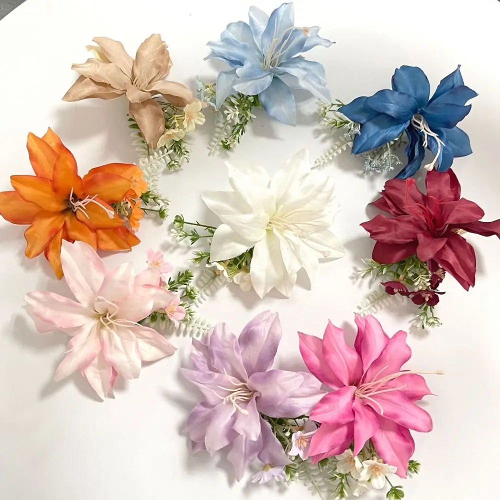 

Elegant Simulation Flowers Hair Clip Bohemian Style Colorful Floral Duckbill Clip Seaside Vacation Headwear Sweet