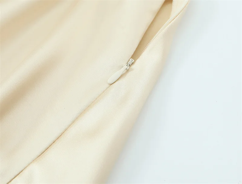 Vestido feminino primavera 2025 nova textura de cetim de seda vestido longo sexy suspensórios gravata decoração as costas temperamento elegante 2896331