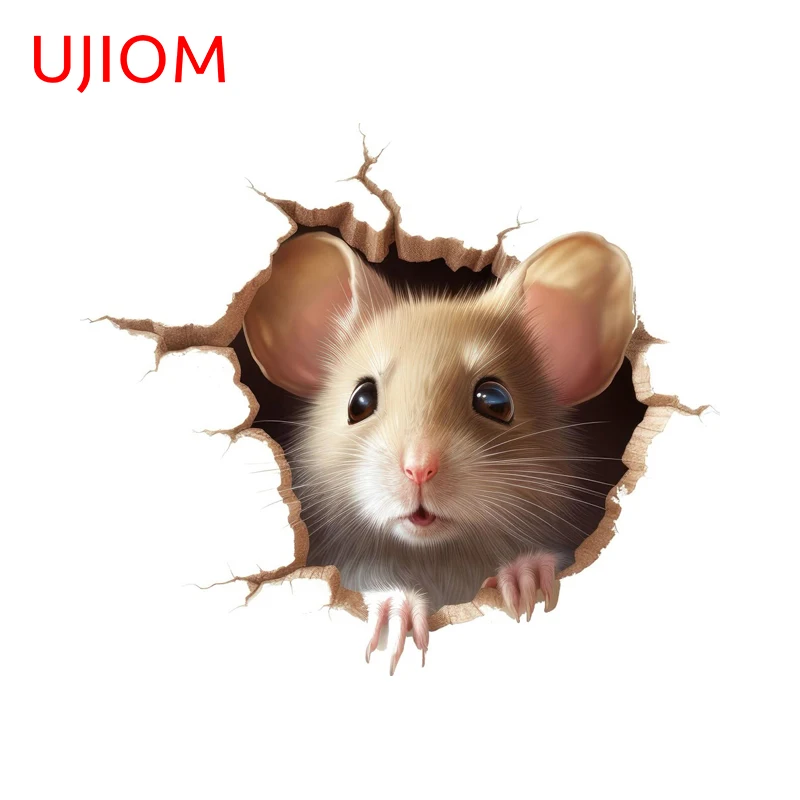 UJIOM Lovely Cartoon Little Mouse Tear Wall Sticker Waterproof Kids Room Decoration DIY Art Interesting Sofa Wall House Decals