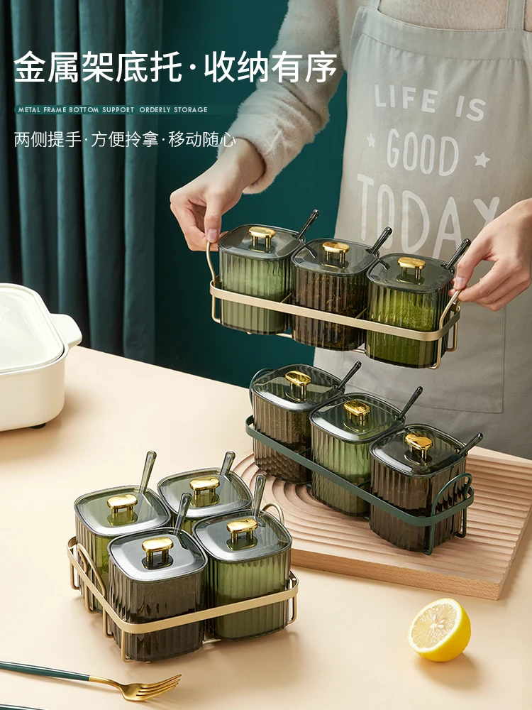 

The product can be customized. Light luxury seasoning jar seasoning box integrated multi-cell home kitchen monosodiumox tone