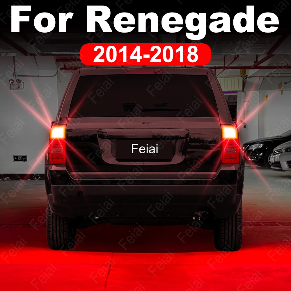 

LED Brake Lights Stop Light Bulb For Jeep Renegade 2014 2015 2016 2017 2018 Renegade Tuning Accessories Strobe Flash Red Lamp