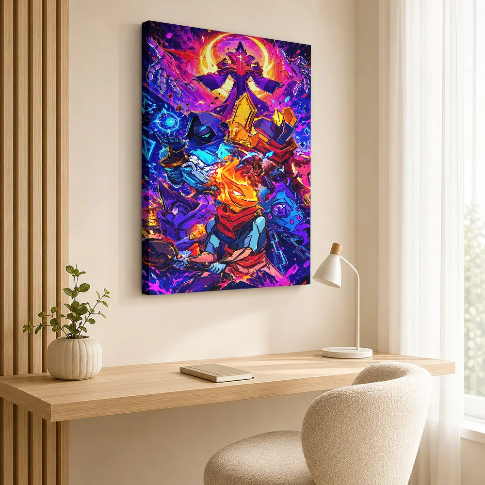 Dead Cells Characters In Battle Framed Canvas Poster Customized Photo Action Illustration Wall Art For Home Entertainment Room