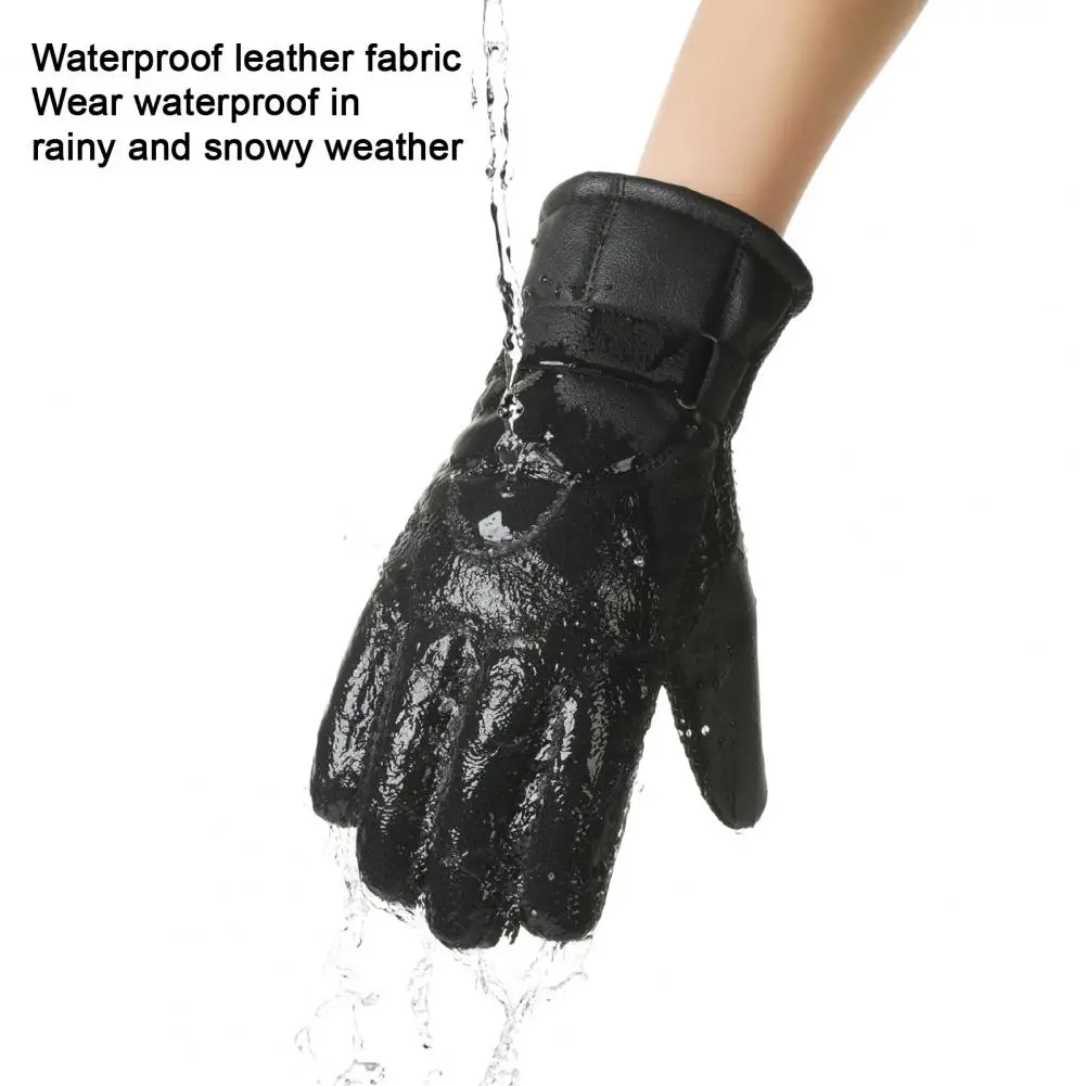 1 Pair Thermal Riding Gloves Waterproof Windproof Touchscreen Gloves Thermal Fleece Running Ski Work Motorcycle Gloves Winter