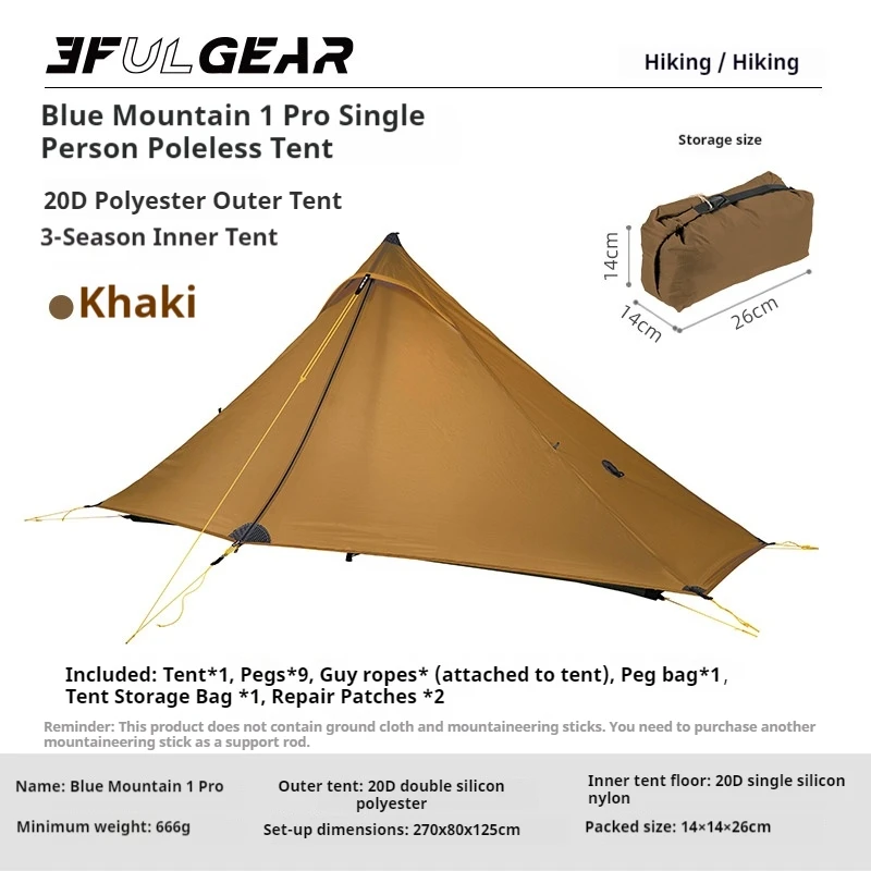 3F UL GEAR LanShan1 PRO Ultralichte waterdichte tent 1 persoon camping 20D professionele tent 3-4 seizoenen outdoor wandelen tipi tent
